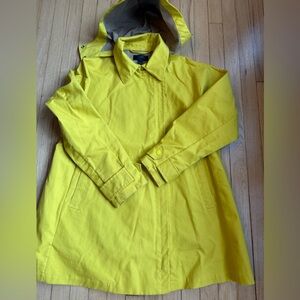 J CREW Yellow Swing raincoat removable hood size Large EUC
